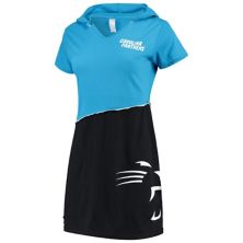 Женские футболки Refried Синие / черные Мини-платье Carolina Panthers с капюшоном и V-образным вырезом Unbranded