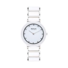 Белые женские часы с керамическим звеном BERING - 11435-754 Bering