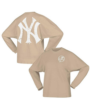 Женский светло-коричневый флисовый пуловер с логотипом New York Yankees Spirit Jersey