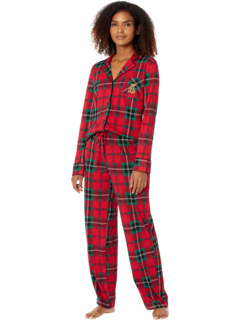 Трикотажный пижамный комплект с длинными рукавами и воротником-стойкой Ralph Lauren