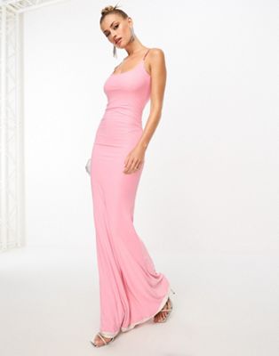 Двустороннее платье макси на бретельках Fashionkilla розово-лососевого цвета Fashionkilla
