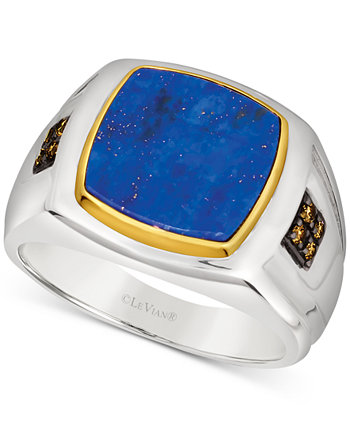 Men's Lapis Lazuli & Chocolate Diamond (1/10 ct. t.w.) Ring in Sterling Silver & 14k Gold Le Vian
