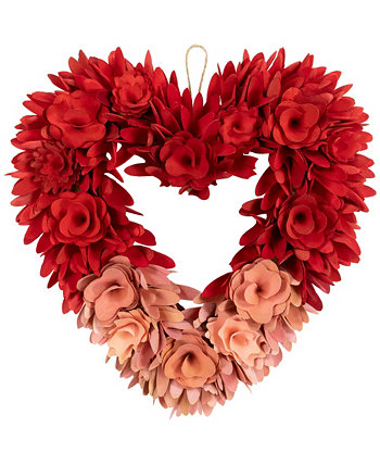 Искусственный цветочный венок ко Дню Святого Валентина из деревянной розы, 15 дюймов Northlight