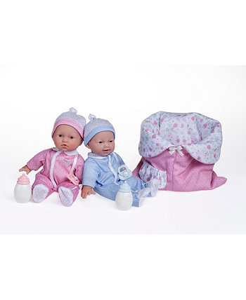 La Baby 12,5-дюймовые маленькие куклы с мягким телом, моющийся спальный мешок для близнецов, подарочный набор JC Toys