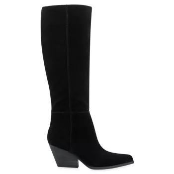 Challi 50MM Suede Low-Heel Tall Boots Marc Fisher LTD