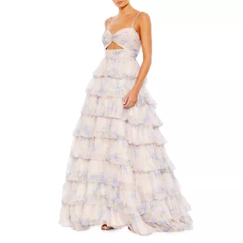 Шифоновое бальное платье с цветочным принтом Ieena MAC DUGGAL