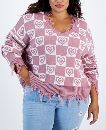 Trendy Plus Size Mini Hearts Destructed Sweater Just Polly