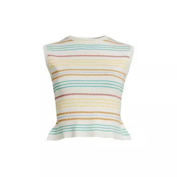 Striped Pointelle-Knit Sleeveless Top Undra Celeste