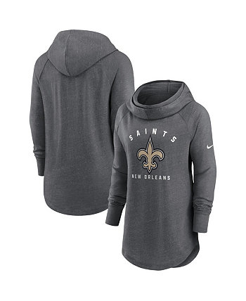 Женский пуловер с капюшоном цвета «хизер» темно-серого цвета New Orleans Saints реглан с воронкообразным вырезом Nike