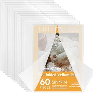 VOISEN 120Pack Vellum Jackets for 5x7 Invitations,115GSM Pre Folded Vellum Wraps, Wedding Birthday Invitation Vellum Paper, Transparent Wedding Invitation 5x7 Vellum Jackets Voisen