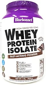 BlueBonnet Nutrition Whey Protein Isolate Powder (Порошок) From Grass Fed Cows, 26g of Protein, No Sugar Added, Gluten & Soy free, kosher Dairy, 2 Lbs, 28 Servings (Порции), French Vanilla Flavor Bluebonnet