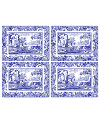 Столовое белье, набор из 4 итальянских салфеток синего цвета Spode
