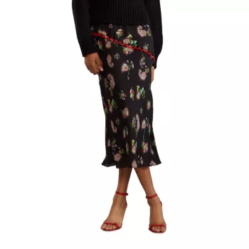 Шелковая юбка-миди с узором "пейсли" Cynthia Rowley