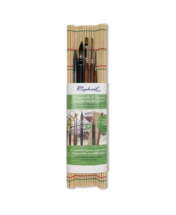 Bamboo Roll Up Travel Brush 5 Piece Set Raphael
