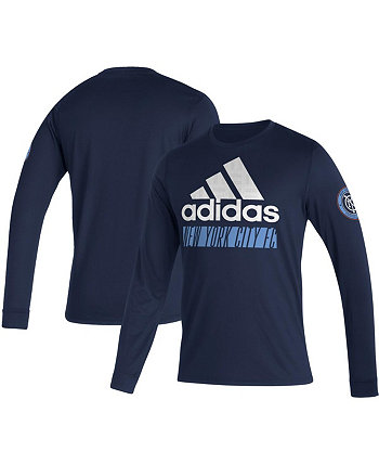 Мужская темно-синяя футболка с длинным рукавом AEROREADY ФК «Нью-Йорк Сити» в винтажном стиле Adidas