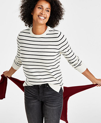 Женский тонкий свитер в полоску с круглым вырезом, созданный для Macy's Style & Co