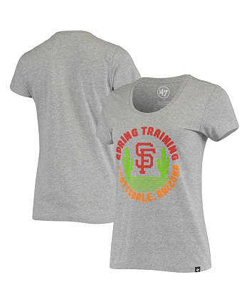 Женская серая футболка San Francisco Giants Spring Training Cactus Circle Scoop Neck в меланжевом цвете '47 Brand