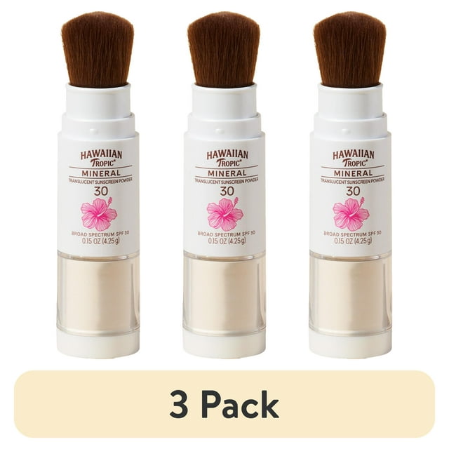 Hawaiian Tropic Mineral Powder Sunscreen Brush SPF 30, 0.15oz Travel Size Hawaiian Tropic