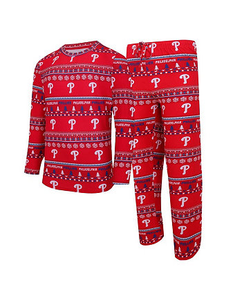 Мужской красный вязаный свитер Philadelphia Phillies Ugly, комплект из топа и брюк с длинными рукавами Concepts Sport