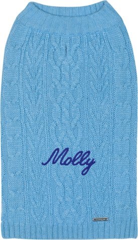 Blueberry Pet Classic Wool Blend Cable Knit Pullover Personalized Dog Sweater Blueberry Pet