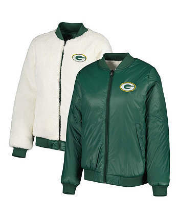 Женская двусторонняя куртка с молнией во всю длину Green Bay Packers Switchback Oatmeal and Green G-III