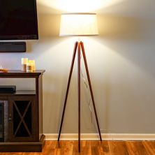 Brightech Emma Modern Home 60&#34; Tall Standing LED Light Tripod Floor Lamp, Brown Brightech