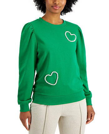 Топ с украшением в форме сердца, созданный для Macy's Charter Club