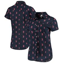 Женская рубашка на пуговицах с цветочным принтом FOCO Navy Boston Red Sox FOCO