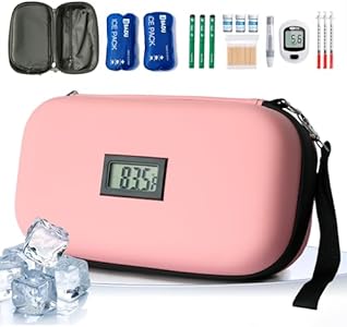 24-Hour Insulin Cooler Travel Case TSA Approved Medication Diabetic Cooler for Daily Life Trip with Thermometer Temperature Display Refrigerated Medicine Organizer Bag Includes 2 Ice Packs(Blue) FuinMer