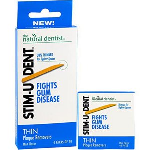 Stim-U-Dent Thin, The Un-Plastic Plaque Removers, Mint Flavored, 160 Count Box (Pack of 6) Stim-U-Dent