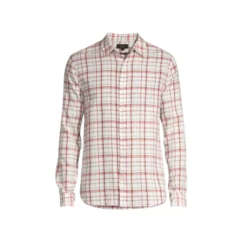 Oakmont Plaid Linen &amp; Cotton-Blend Shirt Vince