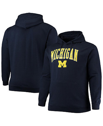 Мужская темно-синяя толстовка с капюшоном Michigan Wolverines Big and Tall Arch Over Logo Powerblend Champion