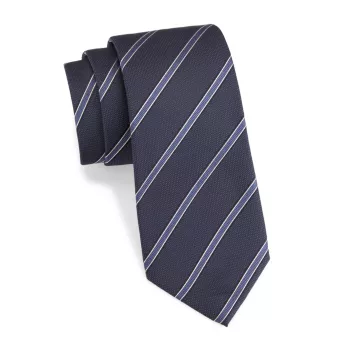 Шелковый галстук в фактурную полоску ISAIA