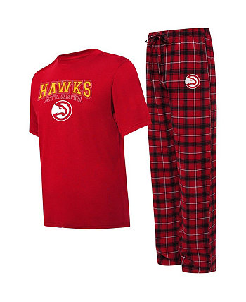 Мужской красно-черный комплект для сна из футболки и пижамных штанов Atlanta Hawks Arctic College Concepts