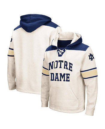 Мужской кремовый пуловер с капюшоном Notre Dame Fighting Irish Big and Tall Hockey на шнуровке Colosseum
