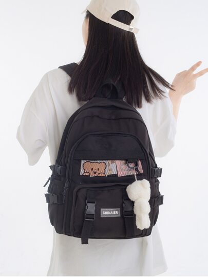 Рюкзак со значком с текстовой заплатой SHEIN