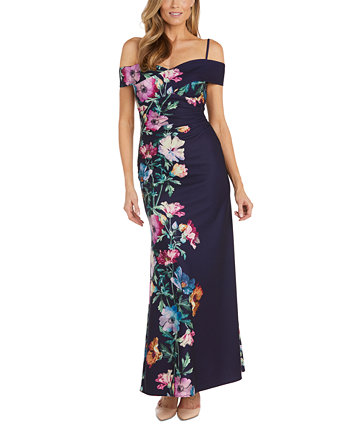 Women's Placed Floral-Print Off-The-Shoulder Gown Nightway