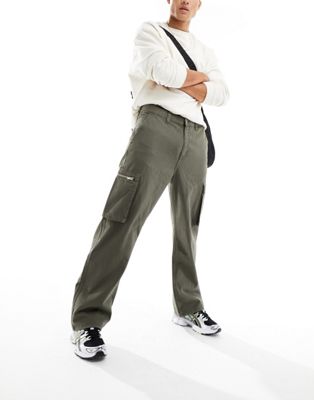 Широкие прямые брюки карго цвета хаки Dr Denim Omar Utility Dr Denim