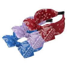 3pcs Bow Knotted Wide Headbands Fashion For Girl 2.28&#34; Width Unique Bargains