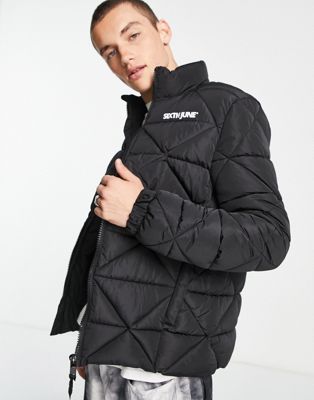 Sixth June squared padded puffer jacket in black Sixth June