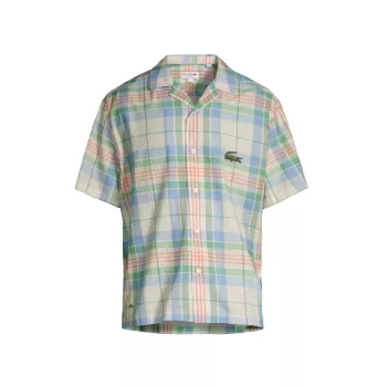 Мужская Хлопковая Рубашка с Проверкой и Логотипом Lacoste Lacoste