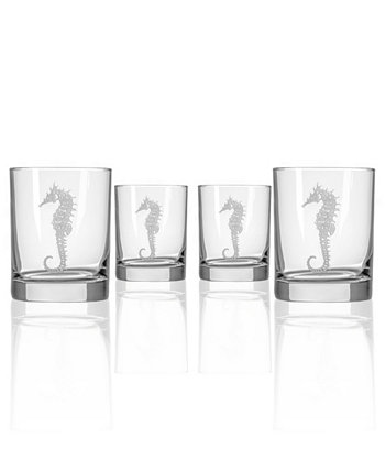 Двойной "Морской конек" Old Fashioned 14 унций - набор из 4 стаканов Rolf Glass