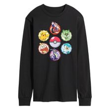 Men's Pokemon Sparkle Badges Long Sleeve Graphic Tee Pokemon