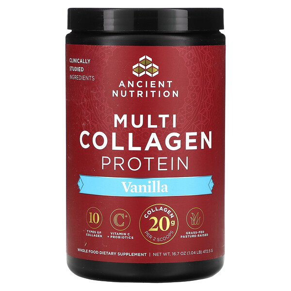 Multi Collagen Protein, ваниль, 1,04 фунта (472,5 г) Ancient Nutrition
