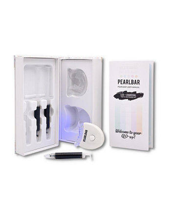 Набор для отбеливания зубов светодиодными и угольными лампами с отбеливающими ванночками, светодиодной подсветкой и 3 ручками с формулой для отбеливания, наполненными древесным углем PearlBar