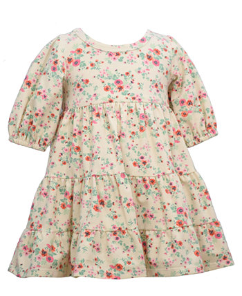 Многоуровневое трикотажное платье из хлопка и спандекса с рукавами три четверти для маленьких девочек Bonnie Jean