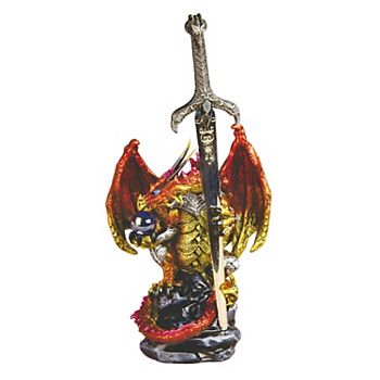 FC Design 5"H Red Dragon with Sword Statue Fantasy Decoration Figurine Home Room Decor F.C Design