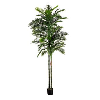 nearly natural 10-ft. Indoor / Outdoor UV Resistant Artificial Double Robellini Palm Tree Floor Decor NEARLY NATURAL