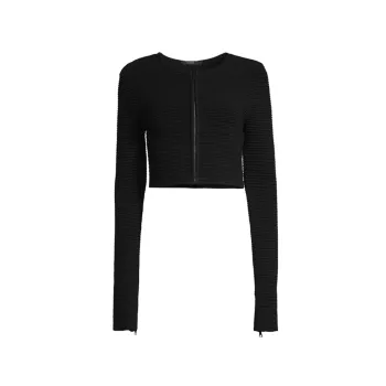 Mabel Cropped Zip-Front Jacket Toccin