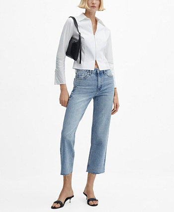 Women's Straight-Fit Cropped Jeans MANGO